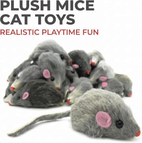 5Pcs Gray Fur Rattle Mouse Cat, Interactive Pet Play Mice, Animal for Cats, Pet Supplies