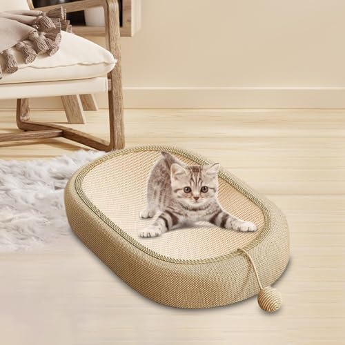 Cat Scratcher Lounge with Interactive Toy Ball Training Kitten Scratcher Board Pad Sofa Furniture Protection for Pet Gift, Large
