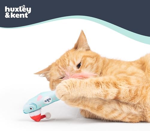 Huxley & Kent Plush Cat Toy - Holiday Interactive Catnip Toy for Cats & Kittens - Soft with Crinkle & Catnip - Fun Indoor Play - Fishmas Sardine Mint