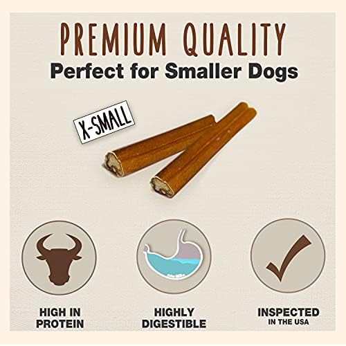 Cadet Bully Sticks for Extra-Small Dogs, All-Natural Beef Pizzle, Rawhide-Free Long-Lasting Dog Chews for Aggressive Chewers, 8 oz