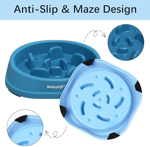 MateeyLife 2-Pack Slow Feeder Dog Bowls, 1 Cup, Dog Puzzle Feeder Bowl