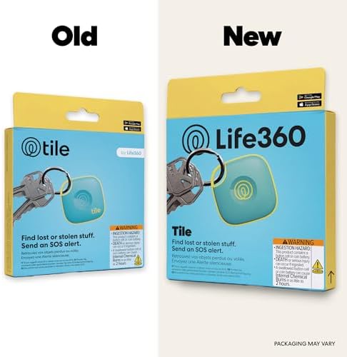 Life360 Tile - Bluetooth Tracker, Keys Finder and Item Locator for Keys, Bags and More. Phone Finder. Both iOS and Android Compatible. 1-Pack (Aqua Lemon)