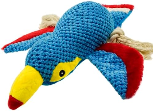 Dog Squeaky Toy Plush Toucan Dog Chew Toy with Knotted Rope Tassels, Teething Interactive Tug Toy for Puppies & All Dog Breeds