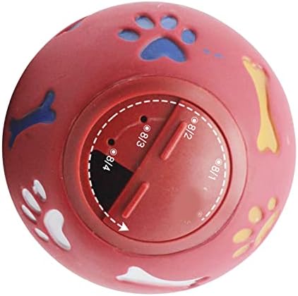 EVGATSAUTO Pet Puzzle Ball Dog Treat Dispenser Ball Rubber and Plastic Adjustable Opening Slow Feeder Chew Toy Bright Bone Design for Small Medium Large Dogs Indoor Training (M 11cm/4.3in Diameter)