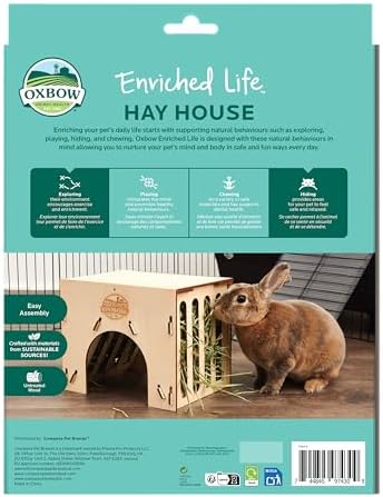 Oxbow Enriched Life Hay House Toy for Rabbits, Guinea Pigs, Hamsters, Rabbits, Chinchilla, Rat, Cage Accessories for Chinchillas, Guinea Pig Cage Accessories