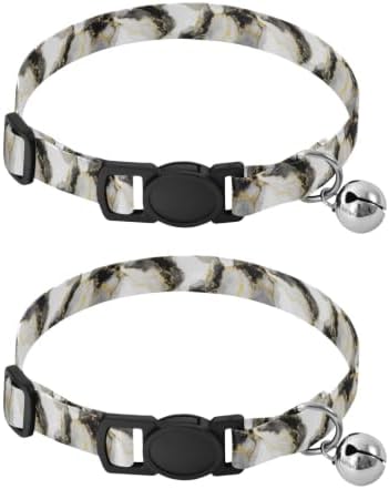 Marble Gold Black Adjustable Buckle Dog Collar 2 Pack Comfortable Cat Collar