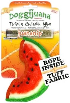Doggijuana Mini Tuffer Chewer Dog Toy, Watermelon | Squeaky Refillable