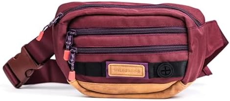 Wilderdog Utility Fanny Pack stores Treats, Balls, Keys in 3 Pockets with adjustable strap and Poop Bag dispenser (Huckleberry)