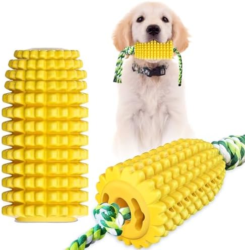 Interactive Dog Chew Toys for Aggressive Chewers - Durable Corn Rubber Toy for Medium & Large Breeds, Relieves Boredom and Anxiety(1 Pack Corn chew)