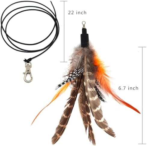 miwoowim 7PCS Cat Wand Refills, 6 Natural Feathers & Replacement String