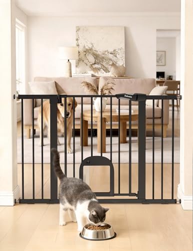 Babelio Extra Wide Baby Gate with Cat Door, CatPrivilege III, 29-48"