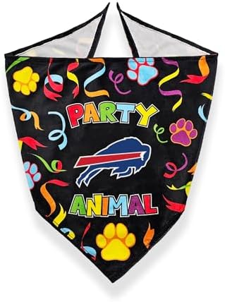 NFL Buffalo Bills Pet Birthday Bandana, NFL Dog Birthday Party Set and Costume Licensed Dog & Cat Birthday Party Scarf, Football Team Pet Outfit, Puppy Bday Accessory, Size Large/X-Large
