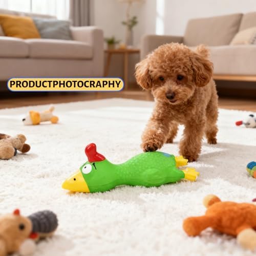 6.7" Squeaky Latex Dog Toy gripping, Cute Little Chicken Rubber Toy for Chewing and Grinding Teeth Interactive Play for Small Medium Dogs -(1Pcs Green)