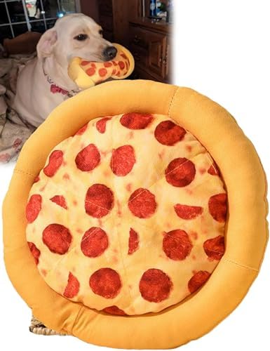 Pizza Shaped Plush Puppy Chew Toy, Built-in Squeaker