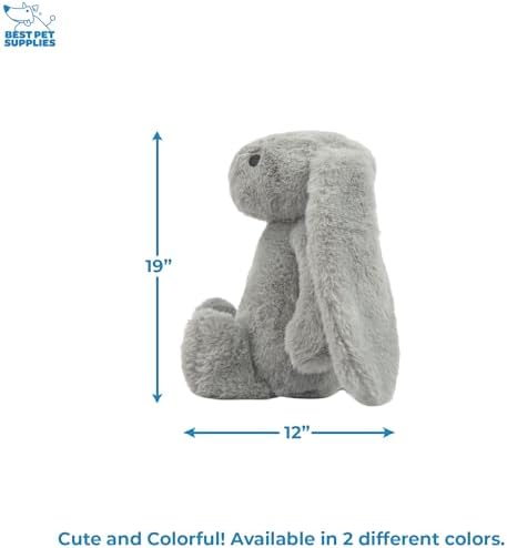 Best Pet Supplies Bunny Buddy Squeaky Plush Dog Toy - Beige & Gray | Pack of 2, Soft Plush, Squeaks & Crinkles, For Moderate Chewers, Toss & Fetch Play, Stress & Anxiety Reliever, Ideal Gift Toy