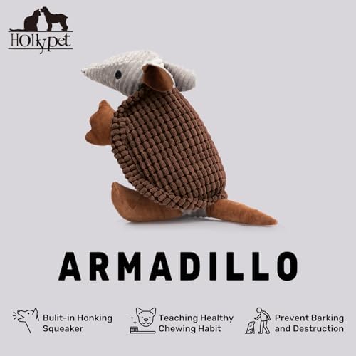 Hollypet Armadillo Squeaky Dog Toys for Medium Large Dogs, 14"