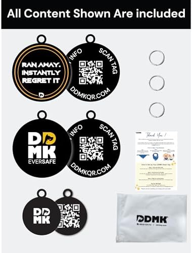 DDMK Smart Pet Tag Set | Includes 3 Tags | QR Code for Instant Alerts | Custom Pet Profiles | Durable & Waterproof | No Subscriptions or Fees |35-Ran Away. Instantly Regret IT