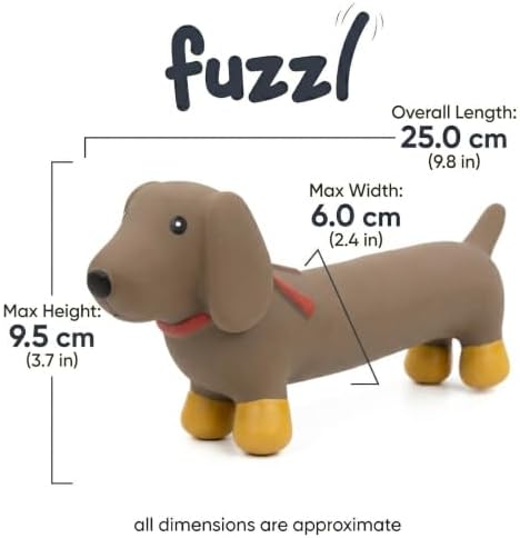 Fuzzl Sizzles Latex Dachshund Dog Toy – Large Brown Sausage Dog – Squeaky Durable Latex Chew Toy for Medium and Large Dogs Rubber Toys