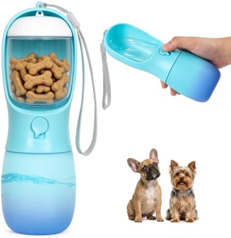 Dog Water Bottle Puppy Essentials, Portable Filtered Dispenser with Travel Dog Food Storage Container, Pet Supplies Gifts Stocking Stuffer Treat Pouches for Pet Training Outdoor Walking Hiking Camping