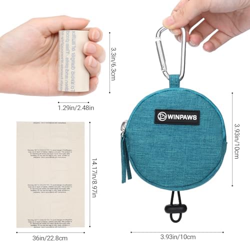 Dog Poop Bag Holder for Leashes- Dog Treat Pouch with Waterproof Zipper,Puppy Training Small Bag with Carabiner & Bungee Toggle,Two Pockets for Dry or Wet Treats-Pet Travel Walking Essentials (Green)