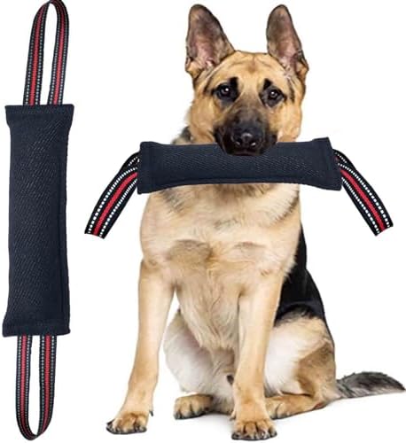 Clysoru Tug Toy for Dogs Tug of War Dog Toy with 2 Strong Red Band Handles Lasting Training Equipment Puppy to Large Dogs Interactive Toy Best for Tug of War Pull Indestructible Rope Toys (Dark)