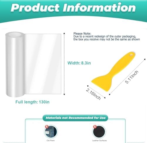 FTSTC Door Protector from Dog Scratching, [Thicken Vinyl] Heavy Duty Claw Guard Door Protector, Flexible Couch Corner Door Claw Shield for Cat, Anti-Scratch Guard for Furnitures(130in X 8.3in)