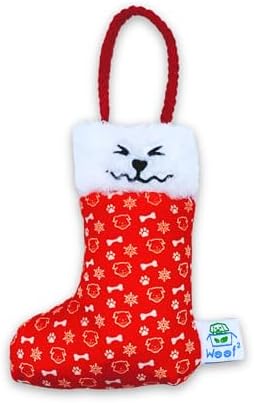 Christmas Stocking Nose-Work Plush Dog Toy, Durable Soft Squeaky with Hidden Treat Pocket, Crinkle Paper Sound, Hangable Design for Small, Medium & Large Dogs