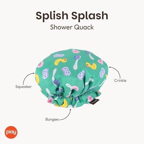 P.L.A.Y. Cute Plush Dog Toys - Splish Splash Bathtime Themed Durable Squeaker Crinkle Toy, Great for Puppies & Small, Medium, Large Dogs - Machine Washable, Recycled Materials (Shower Cap)