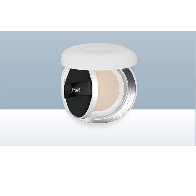 1 PC Dirovo Cushion Foundation Cream, High Coverage Fine Powder Long Lasting BB Air Foundation Cream (Dry Skin-Ivory)