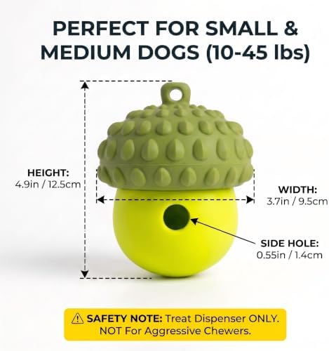 Dog Toy Treat Dispenser, Slow Feeder Puzzle (Grass Green) | 2-in-1 slow feeder & freezable lick toy. Twist-open 2-piece easy clean. Food-grade silicone for small & medium dogs.