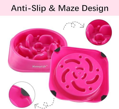 MateeyLife 1-Pack Slow Feeder Dog Bowls, 2 Cups, Dog Puzzle Feeder Bowl