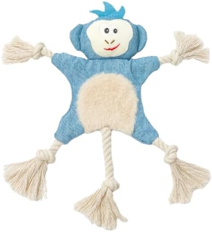 No Stuffing Crinkle Squeaky Dog Toy for Small Medium Puppies,（Monkey）