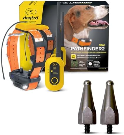 Dogtra Pathfinder 2 GPS Tracker e Collar + Titanium Contact Points 1" | 9 Mile, LED Light, No Monthly Fees, Waterproof, Smartwatch Control, Satellite Tracking, Multiple Dogs, Smartphone Required