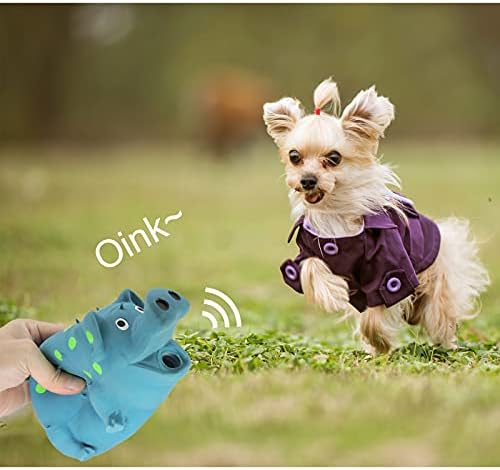 Andiker Dog Squeaky Toy, Dots Latex Dog Chew Toys with a Oinks Sound Squeaker Grunting Pig Dog Toy Durable Self Play 8" Dogs Squeeze Toy for Dental Biting Chasing to Kill Boring Time (Blue)