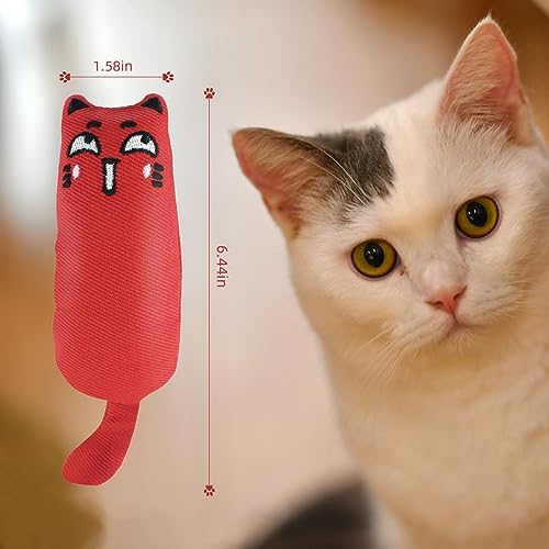 Soft Indoor Cat Toys Self Play Interactive Pillows Catnip Filled 5PCS Plush Kitten Teething Set Cute Kitty Chew Bite Resistant Cartoon Mouse Pet Supplies Gifts