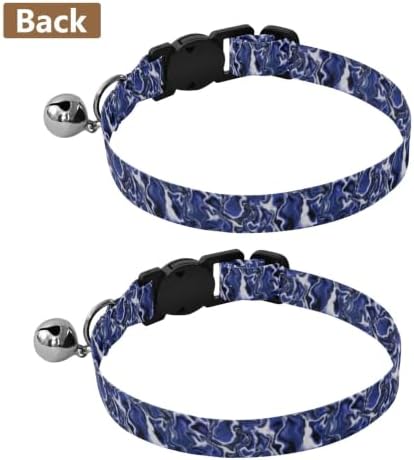 Marble Deep Blue Easy to Clean Kitten Collars 2 Pack Comfortable Cat Collar