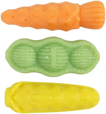 Flex-Force Veggie Chew Dog Toys, Multi-Textured & Floats, Multiple Scents for Sensory Play, Moderate Chewers, Teething Puppies and Small Breeds up to 25 lbs, 3-Pack, 4.9"