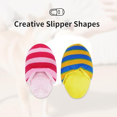 Andiker Dog Squeaky Toys, 5 Pack Cute Slipper Shape Dogs Plush Toys Soft Bite-Resistant Puppy Chew Toys Interactive Dog Toys for Small Medium Dogs Entertaining Biting Chewing