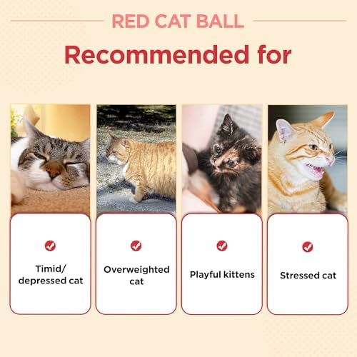 JAYU PET Red Cat Ball, 2.7 inch, W/Bell Version