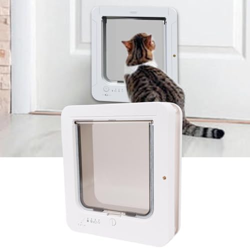 Pssopp Automatic Cat Door, Collar Activated Smart Pet Door with 2 Way Entry Smart Device for Interior Home Dog Cat