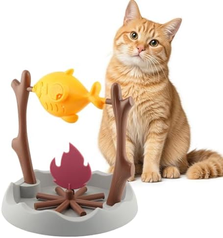 BBQ-Style Cat Slow Feeder, Interactive Toy, Treat Puzzle Feeder for Pets, Mental Stimulation Food Dispensing Toy, Puppy Kitten Dishes, Keeps Pets Busy & Prevents Overeating