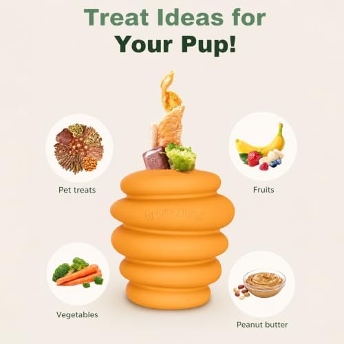 Green Sheep Enrichment Dog Ball for Medium to Large Dogs, Natural Rubber Treat Dispensing Chew Toy for Mental Stimulation & Boredom Relief, Interactive Dog Toys, Yellow