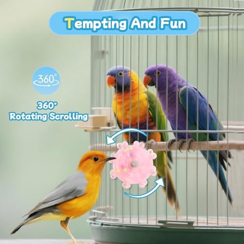 2 Colors Bird Toys for Parrots, Small Bird Cage Toys with Spinning Rattle