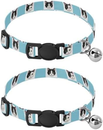 Black White Cat Checkerboard Small Dog Collar 2 Pack Soft Cat Collar Adjustable 10.6 to 17.1 Inches