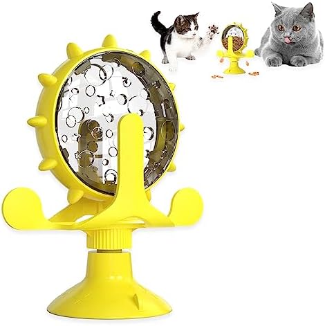 Cat Dog Treat Dispenser Toy - Cat Interactive Feeder (Yellow)