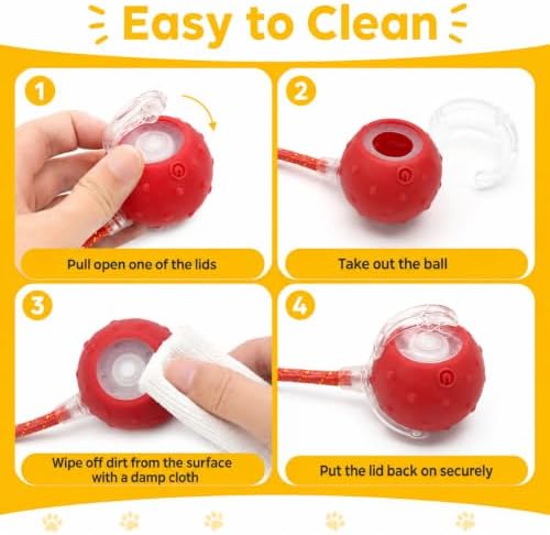 Interactive Cat Toy Ball,3 Speed Modes Moving Cat Toy Balls,Automatic Rolling Rechargeable Cat Toy for Indoor Cats Bored Adult & Kittens-Red