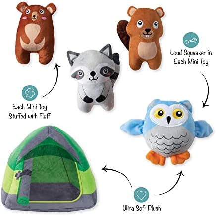 Fringe Studio Hide & Seek Burrow Plush Dog Toy Set, Happy Campers(289216), Multicolored