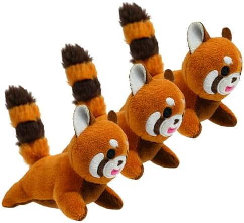 Red Panda Plush Dog Toy Squeaky Toy, Interactive Hide and Seek Replacement Dog Toys for Small & Medium Dogs (3Pcs Squeaky Red Panda)