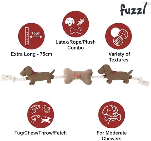 Fuzzl Sizzles Tugga Dachshund Rope Toy for Puppies and Small Medium Dogs