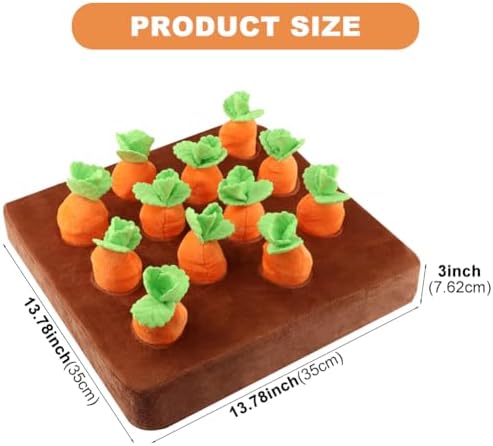 Carrot Dog Toys, Carrot Snuffle Mat for Dogs Interactive Dog Plush Puzzle Toys 2 in 1 Fun Nosework Feed Games Pet Stress Relief and Brain Training Foraging Skill with 12 Carrots (Orange)
